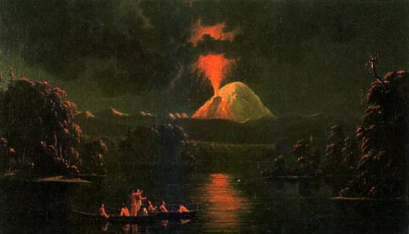 O famoso quadro pintado pelo canadense Paul Kane, em 1847, retratando uma erupção noturna do Santa Helena (no estado de Washingtob, nos EUA)